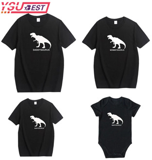 New Summer Family Matching Clothes Letter Dinosaur Family Shirt Matching Mother And Daughter Clothes Dad Son Look Family Tops