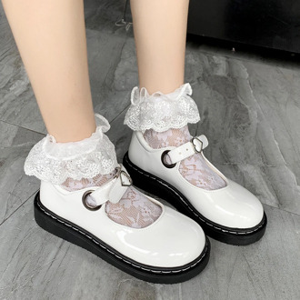 New Sweet Love heart Buckle Strap Mary Jane Shoes Woman Solid Color Low Heel Pumps Women Black White Pink Lolita Shoes Ladies