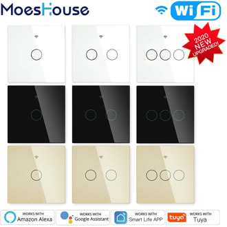NEW Upgraded WiFi Smart RF433 Touch Switch 2/3 Way Smart Life/Tuya App Control,Alexa Google Home Voice Control 1/2/3 Gang