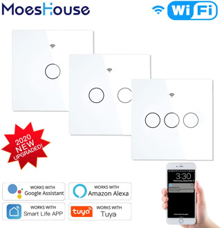 NEW Upgraded WiFi Smart RF433 Touch Switch 2/3 Way Smart Life/Tuya App Control,Alexa Google Home Voice Control 1/2/3 Gang
