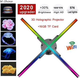 NEW WiFi 3D Hologram Projector Fan Control Holographic Display 576LEDs Party Decorations Holograms Led 55/56CM WiFi/PC Control