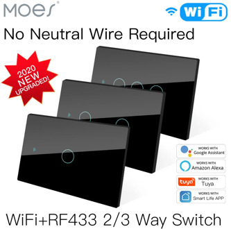 NEW WiFi Smart Light Switch RF433 No Neutral Wire Single Fire Smart Life Tuya App Control Works with Alexa Google Home 110V 220V