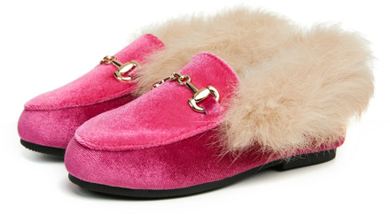 New Winter Kids Fur Shoes Children Leather Shoes Baby Girls Warm Flats Toddler Black Brand Shoes Princess Loafer Sweet Moccasin