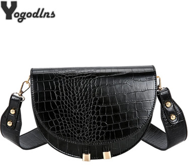 New Women Crossbody Shoulder Bag Retro Crocodile PU Leather Handbag Semicircle Small Purse Ladies Pure Messenger Shoulder Bags