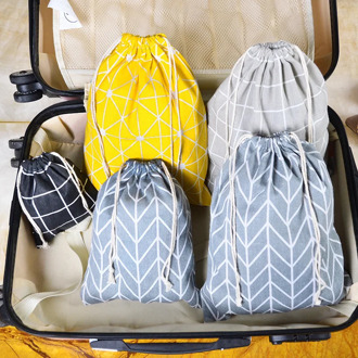 New Women Men Plaid Drawstring bag Unisex Retro Travel Makeup Case Cosmetics Shoes Storage Toiletry Bag