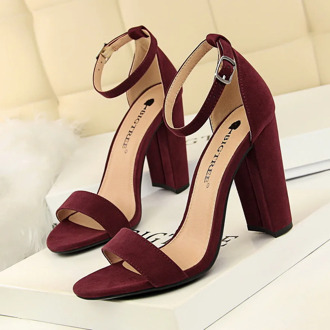 New Women Pumps Buckle Women Shoes Sexy High Heels Block Heels Party Shoes Women Heels Suede Women Sandals Plus Size 558