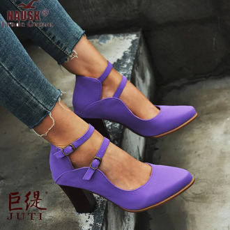New Women Pumps Fashion Ladies High Heels Shoes Soft Leather Heels Shoes Woman Pointed Toe Non-slip Brand Plus Size 34~43