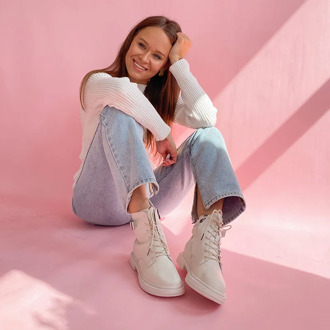 New Women Real Leather Ankle Boots Thick Bottom Zipper Shoes Woman Winter Warm Shoes Fashion Cool footwear Size 34-40