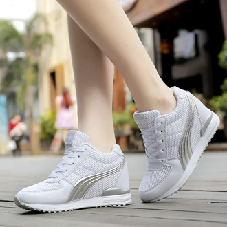 New Women Sneaker 2020 Spring High Heels Women Casual Shoes Ladies Lace Up Platform Shoes Height Increasing Fashion shoes