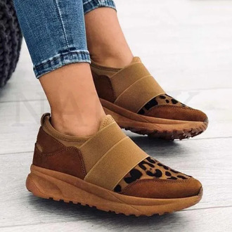 New Women Sneakers Ladies Leopard Vulcanized Ladies Shoes slip on Casual Female Flat Comfort light Walking Shoes Woman 35~43