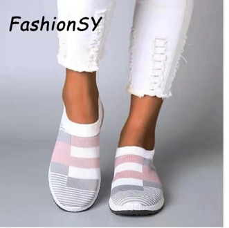 New Women Sneakers Vulcanized Shoes Sock Sneakers Women Summer Slip On Flat Shoes Women Plus Size Loafers