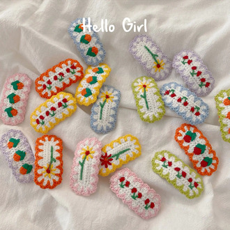 New Wool Knitting Flower Cherry Colour Hairpins Girls Hair Accessories Children Headwear Baby Hair Clips Headdress