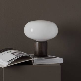 New Works Karl-Johan tafellamp, eiken/opaalglas bruin, opaalwit