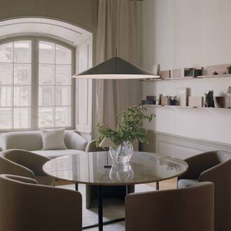 New Works LED hanglamp Brolly, Ø 90 cm, zwart, aluminium zwart geanodiseerd, wit