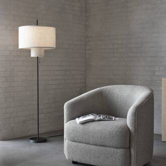 New Works vloerlamp Margin, beige, Ø 46 cm hoogte 153 cm stof beige, zwart