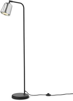 New Works vloerlamp Materiaal, chroom, roestvrij staal, hoogte 125 cm roestvrij staal, zwart