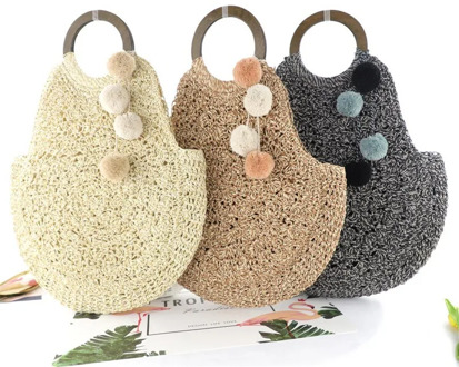 New woven straw bag portable hanging ball beach bag fashion casual women handbag