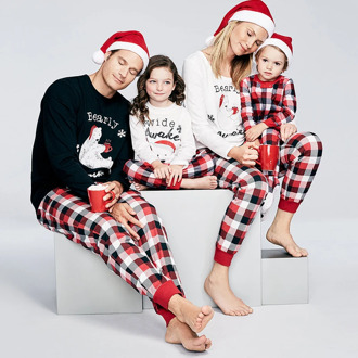 New Year BEARLY AWAKE Christmas pjs Family Matching Clothes Family Christmas Pajamas Sets Red Paid Mom and Me Matching Pajamas