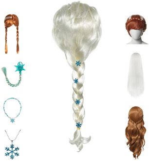 New Year Princess Girls Anna Elsa 2 Wig Headwear Cosplay Snow Queen HairBands Children Jewelry Christmas Party Fancy Headdress