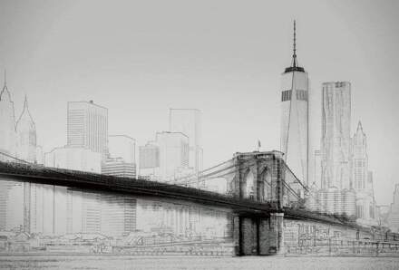 New York Art Illustration Black And White Vlies Fotobehang 384x260cm 8-banen