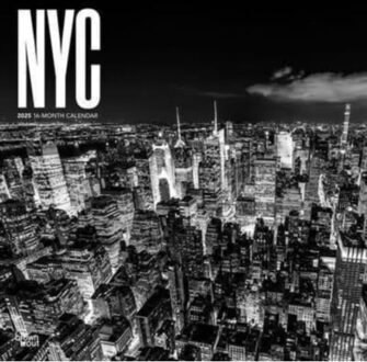 New York City Black & White 2025 12 X 24 Inch Monthly Square Wall Calendar Plastic-Free - Browntrout
