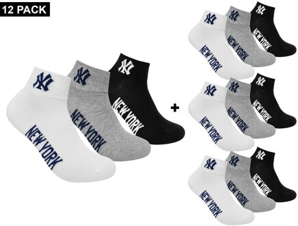 New York Yankees 12-Pack Quarter Socks - Sokken Bundel Grijs - 43 - 46