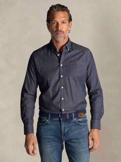 New Zealand Auckland NZA Shirt James Twill Melange Navy Donkerblauw - L,M,XL,XXL