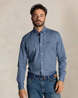 New Zealand Auckland Overhemd lange mouw 25kn552 Blauw - XL