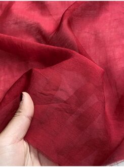 NEW24 High-Class Effen Rode Kleur Zomer Ultra-Dunne Zijde En Linnen Stof Voor Vrouwen Pyjama Shirt