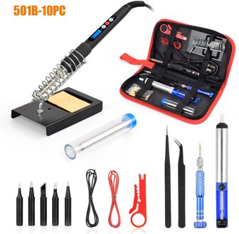 Newacalox 220V/110V Verstelbare Temperatuur Elektrische Soldeerbout Kit 60W Lcd Digitale Display Keramische Verwarmde Kern lassen Tool 501B-10stk / VS