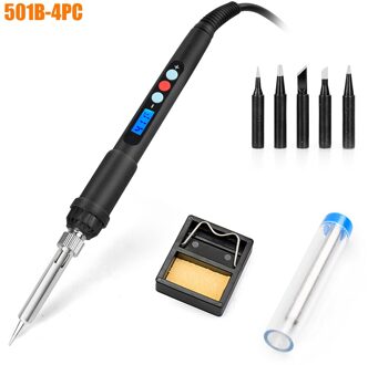 Newacalox 220V/110V Verstelbare Temperatuur Elektrische Soldeerbout Kit 60W Lcd Digitale Display Keramische Verwarmde Kern lassen Tool 501B-4stk / VS