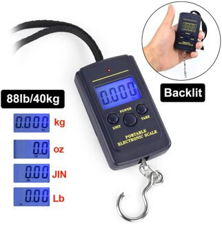 Newacalox 40Kg/88Lb Mini Draagbare Digitale Vissen Schaal Backlit Lcd Display Weging Haak Reizen Bagage Schaal Voor Thuis outdoor