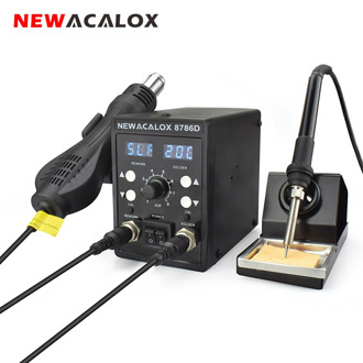 NEWACALOX 8786D 878 750W Blue Digital 2 In 1 SMD Rework Soldering Station Repair Welding Soldering Iron Set PCB Desoldering Tool