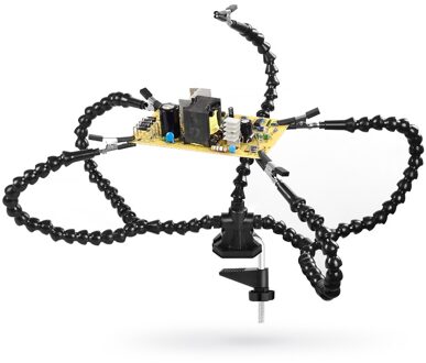 Newacalox Bureau Clip Pcb Solderen Houder 3X Vergrootglas Met Led Licht Lassen Helpende Hand Flexibele Arm Solderen Derde Hand Tool Blck Welding Stand