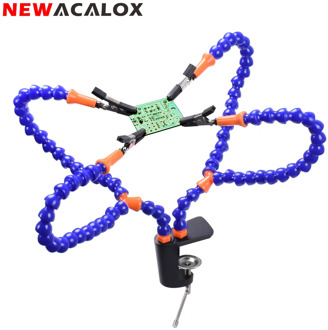 NEWACALOX Multi Soldering Helping Hand Third Hand Tool with 4PCS Flexible Arms Soldeirng Station Holder for PCB Welding Repair