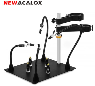 NEWACALOX Third Pana Hand Hot Air Gun Frame PCB Board Holder Heat Gun Stand Helping Hands Soldering Tool 3X LED Magnifying Glass