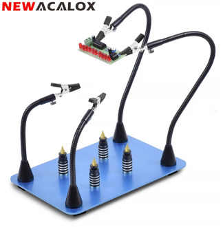 NEWACALOX Welding Third Hand Tool Magnetic PCB Board Fixed Clip 3X LED Magnifying Glass Flexible Arm Soldering Helping Hand Tool