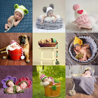 Newborn Baby Photography Props Caps baby girl boy Accessories crocheted kids Crown Knitted Headband Hat infantil Cap hats