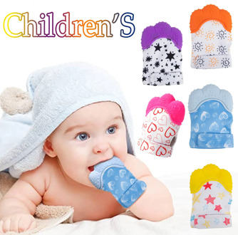 Newborn Baby Silicone Mitts Teething Mitten Glove Sound Teether Chewable Nursing Mittens Teether Natural Stop Sucking Thumb Toy