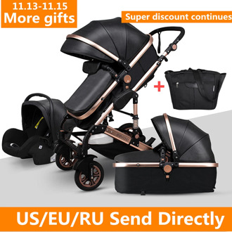 Newborn Baby Stroller 3 in 1 High Landscape Carriages Luxury Travel Pram Quality Bebe Basket Whit Car Seat Hot Sale EU No Tax