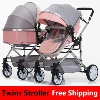 Newborn Baby Twins Strollers Double Twin Stroller 3 In 1 Weighlight Foldable Double Umbrella Stroller 0-3Y Salesmaker Carts