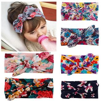 Newborn Kids Girls Baby Headband Toddler Cute Bow Flower Print Hair Band Accessories 7 Style Outfit 0-4Years