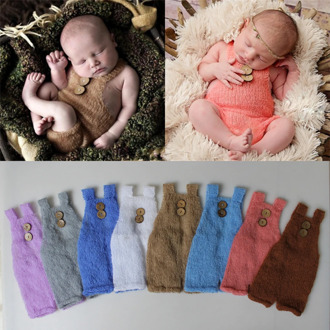 Newborn Photo Props Boys Girls Costume Infant Buttons Romper Baby Photography Outfit