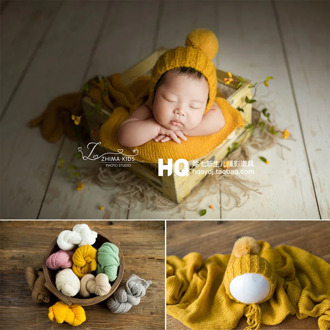 newborn photography accessories fotografia acessorio props crochet knit wrap and hat bebe foto handmade stretchy swaddle wrap