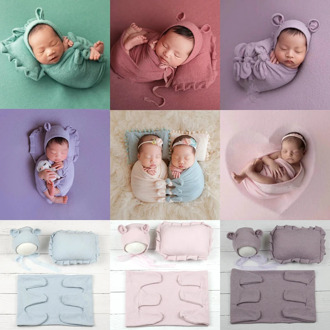 Newborn Photography Props Accessories Baby Hat+Wrap+Pillow 3Pcs/Set Infant Photo Props Fotografia Newborn Photography Clothing