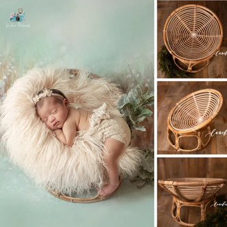 Newborn Photography Props Basket Handmade Vintage Bamboo Chair Baby Boy Photography Props Newborn Photo Posing Props Infantil