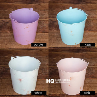Newborn Photography Props bucket Baby Photography Basket Infant Iron Photo Studio Accessories Chlidren basket