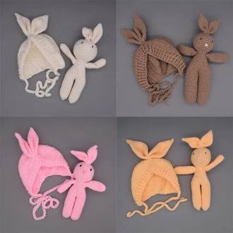 newborn photography props crochet baby clothes rabbit doll boy accessories girl boys clothing infant costume crotheted outfit