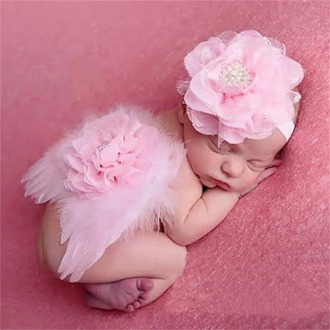 Newborn Photography Props Feather Angel Wings Flower Shower Gifts Girls boy hat Baby Photo Props Outfits