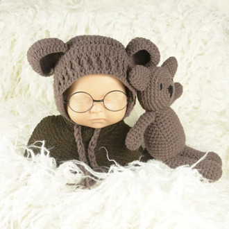 Newborn photography props glasse bear theme baby boy girl photo clothing infant children studio clothes accessories